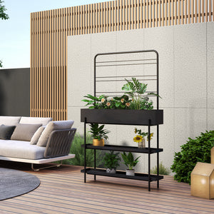Outdoor Pflanzenständer Aalsmeer Metall 154x96x24 cm Schwarz [casa.pro] - premiumXL