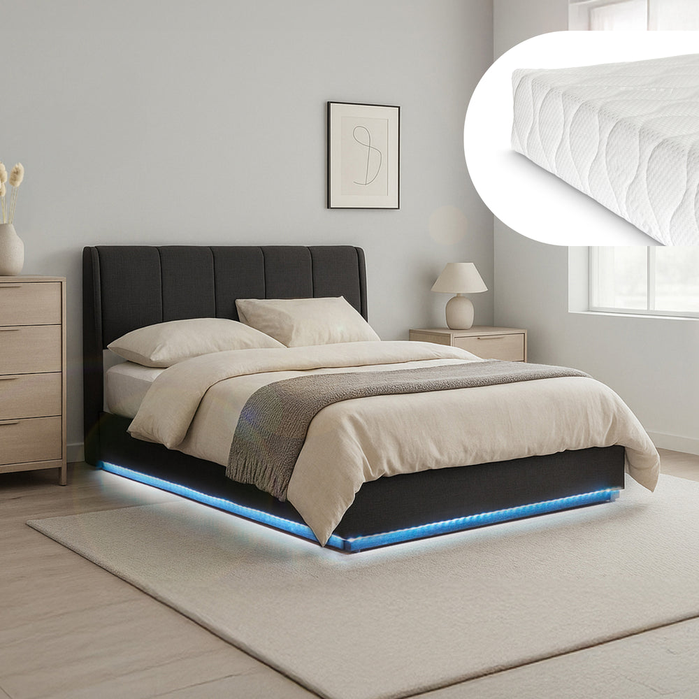 LED Polsterbett mit Matratze Tröstiar [en.casa]