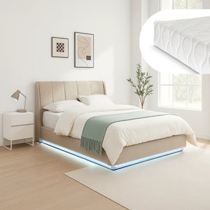 LED Polsterbett Tröstiar mit Matratze [en.casa]