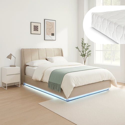LED Polsterbett Tröstiar mit Matratze [en.casa]