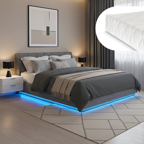 LED Polsterbett Tröstiar mit Matratze [en.casa]