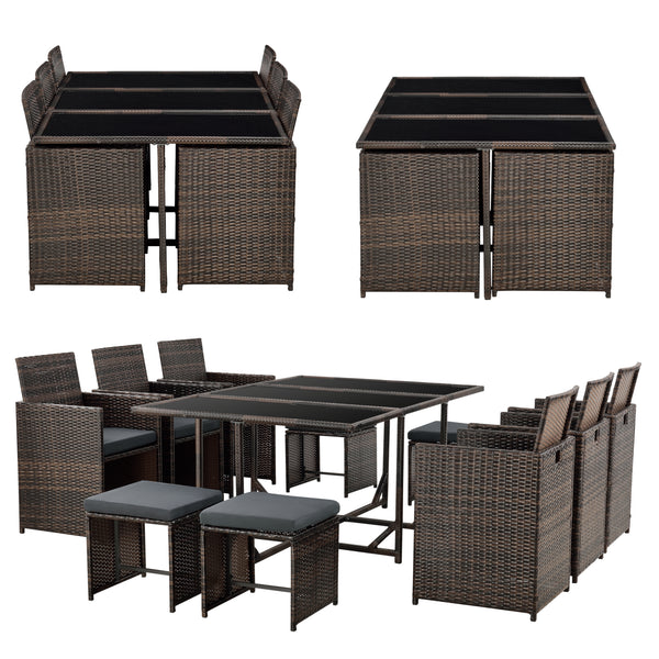 Polyrattan Sitzgruppe Laredo XL versch. Farben [en.casa]