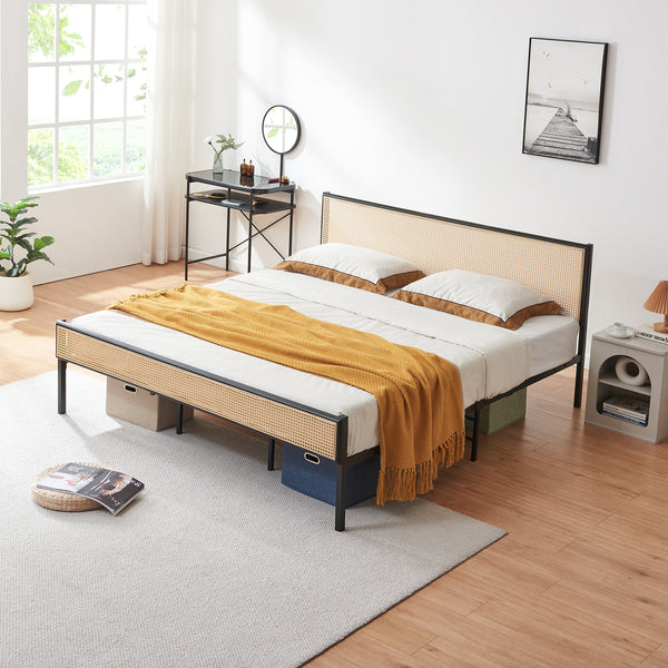 Metallbett Linköping mit rechteckigem Kopfteil [en.casa]