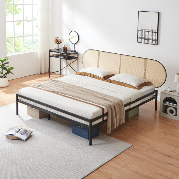Metallbett Linköping mit ovalem Kopfteil [en.casa]
