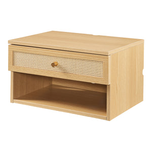 Wandregal Eiker mit Schublade 40x32x23 cm Rattanoptik [en.casa]