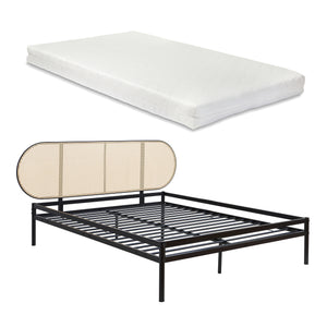 Metallbett Linköping mit ovalem Kopfteil und Matratze [en.casa]