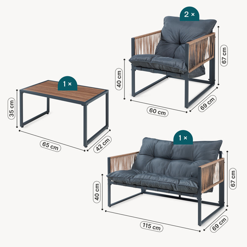 Maßskizze Loungeset Karg 4-tlg. [casa.pro]