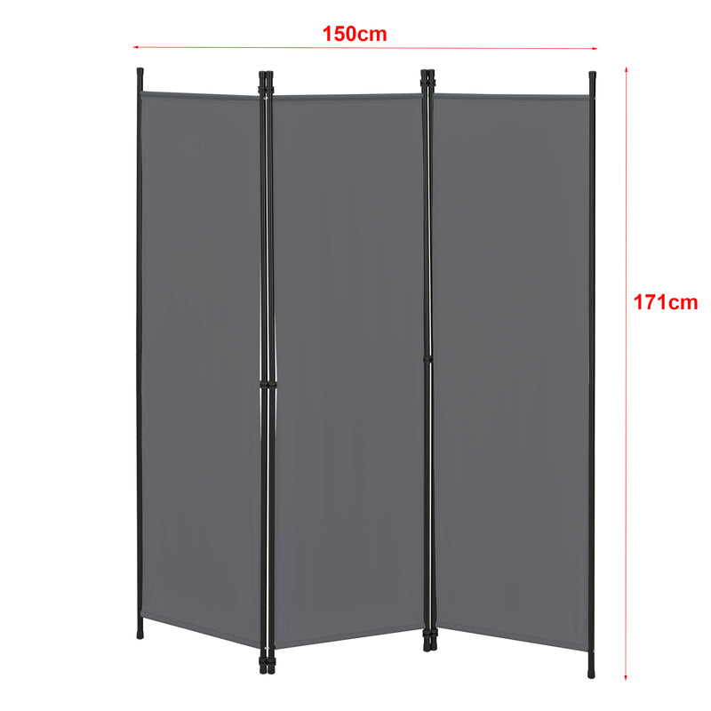 Maßskizze Raumteiler Huesca 3-teilig 150x171 cm versch Farben en.casa