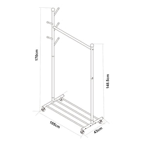 Rollbarer Garderobenständer Snåsa 170x105x43 cm [en.casa]