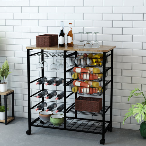 Servierwagen Rønnede Metall Schwarz [en.casa]