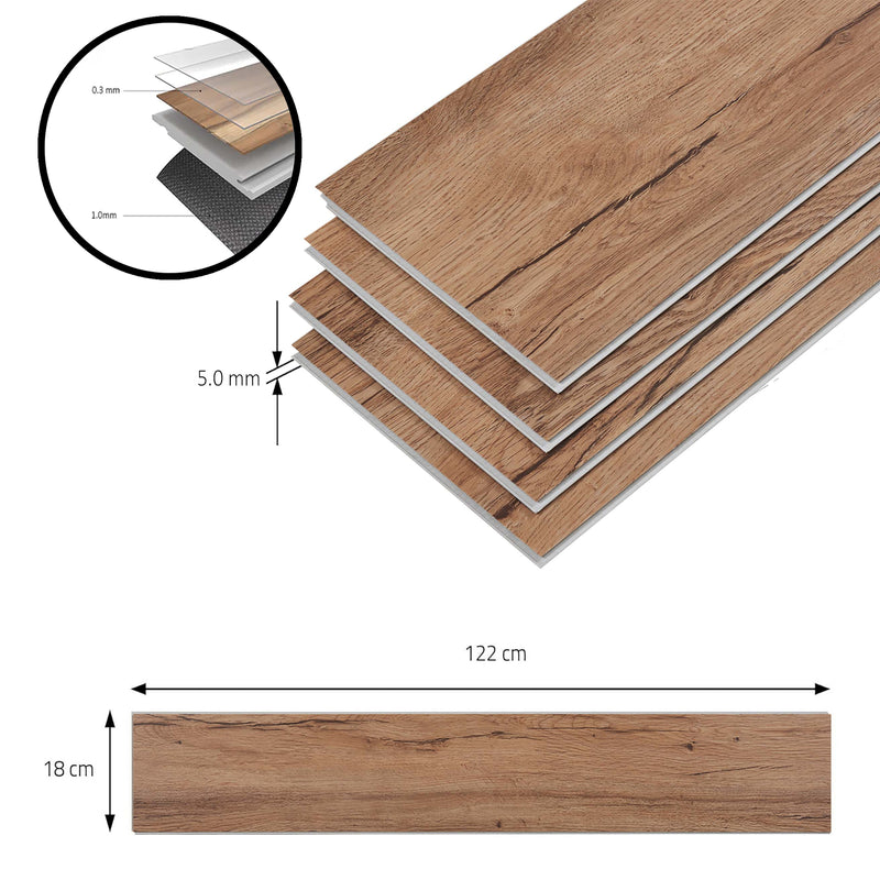 Maßskizze SPC Klickboden Okapirg Dekordielen 122 x 18 cm [NEU.HOLZ]