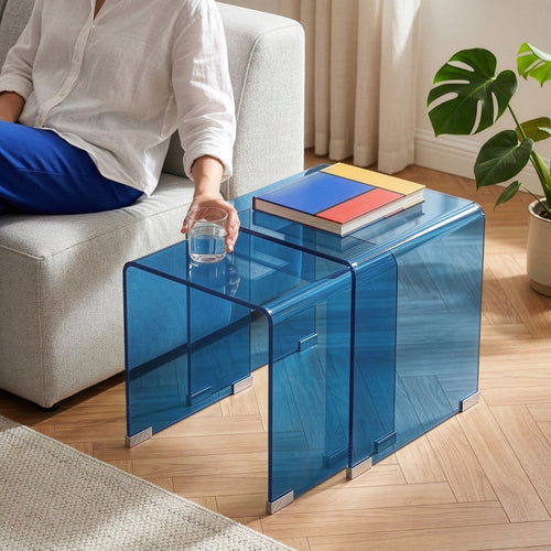 Satztisch Kariengem 2-tlg. Glas [en.casa]
