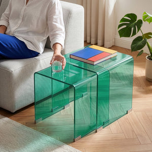 Satztisch Kariengem 2-tlg. Glas [en.casa]