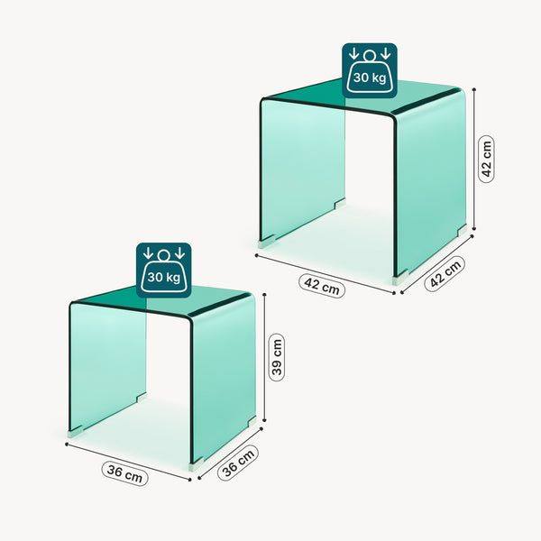 Satztisch Kariengem 2-tlg. Glas [en.casa]