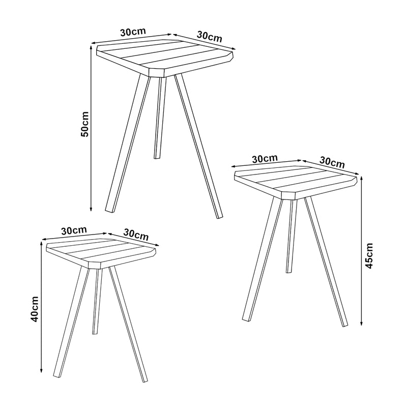 Maßskizze Satztisch Masku 3er Set in versch. Farben [en.casa]