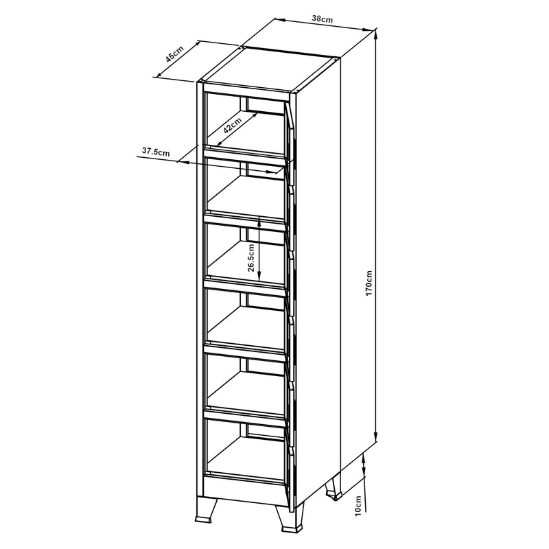 Maßskizze Schließfachschrank Joroinen [en.casa]