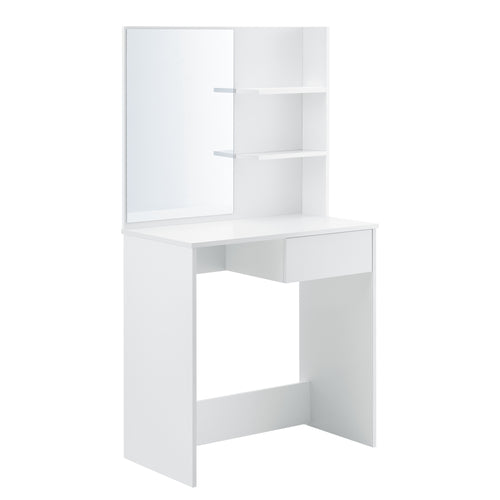 Frisierkommode Rustenburg 141x75x40 cm mit Spiegel und Schublade Weiß en.casa