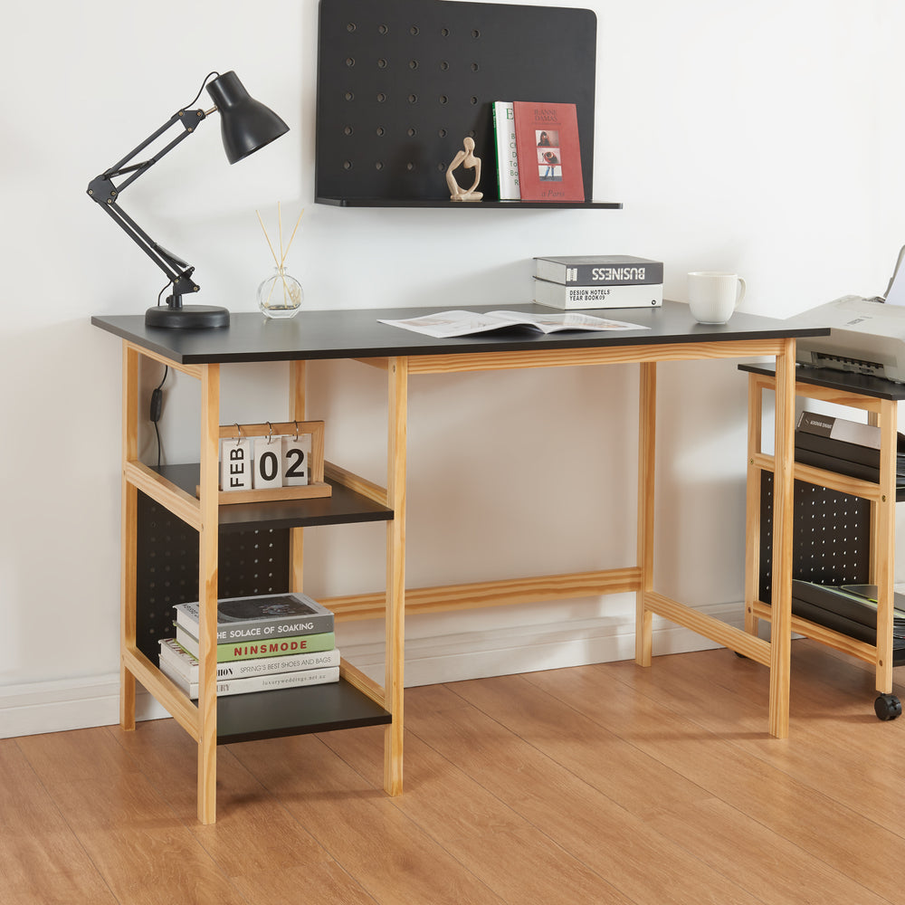Schreibtisch Dønna 120x60x75cm Schwarz/Holzfarben [en.casa] - premiumXL