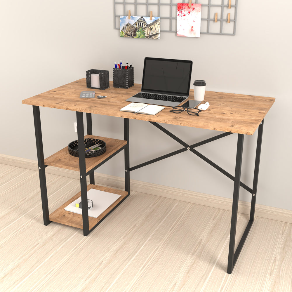 Schreibtisch Nittedal mit Regal 120x60x75cm in versch. Farben [en.casa] - premiumXL