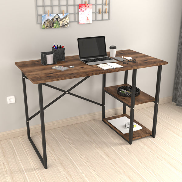 Schreibtisch Nittedal mit Regal 120x60x75cm in versch. Farben [en.casa]