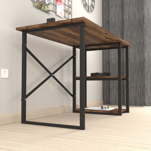 Schreibtisch Nittedal mit Regal 120x60x75cm in versch. Farben [en.casa]