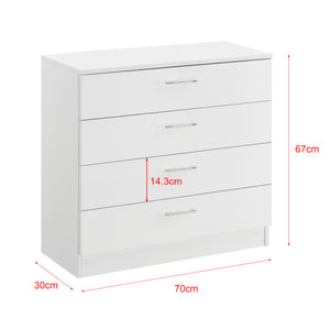 Schubladenschrank Drammen 67x70x30 cm mit 4 Schubladen Schwarz/Weiß en.casa