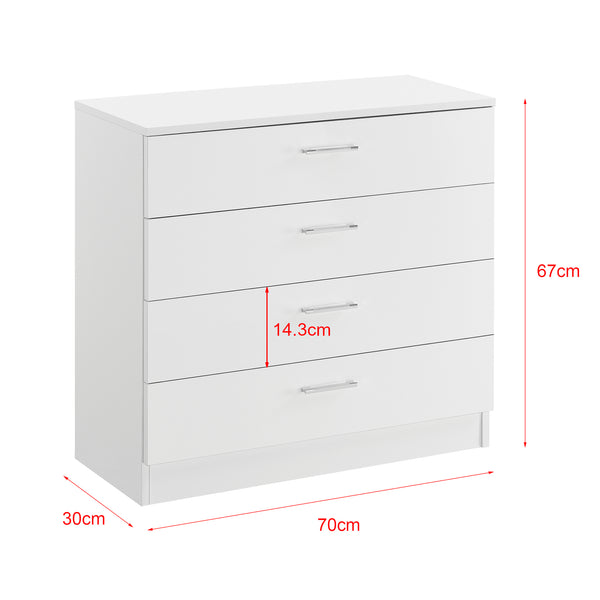 Schubladenschrank Drammen 67x70x30 cm mit 4 Schubladen Schwarz/Weiß en.casa