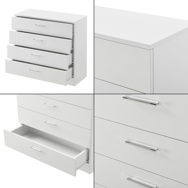 Schubladenschrank Drammen 67x70x30 cm mit 4 Schubladen Schwarz/Weiß en.casa