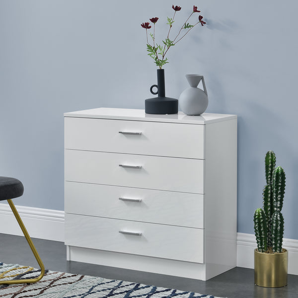 Schubladenschrank Drammen 67x70x30 cm mit 4 Schubladen Schwarz/Weiß en.casa