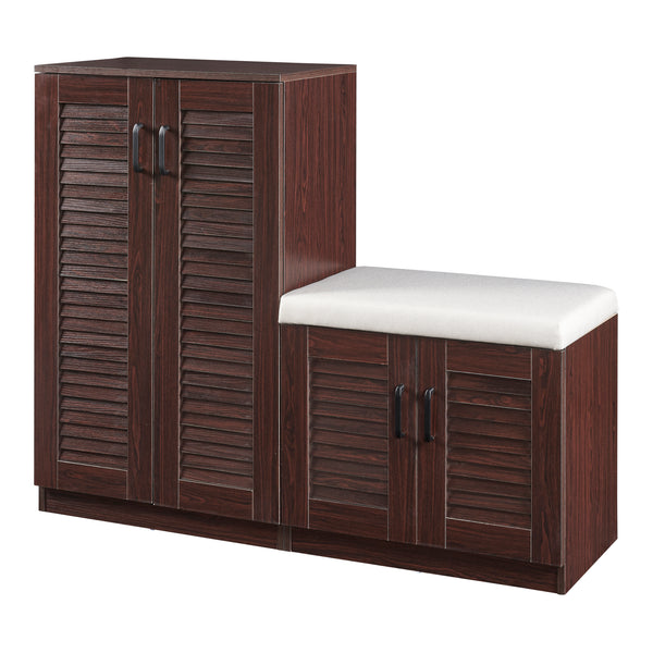 Schuhschrank Løten mit Sitzbank 120x36x97 cm Wenge [en.casa]