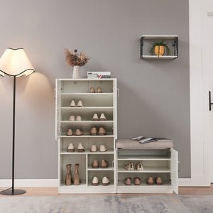 Schuhschrank Løten 120x37x120 cm Weiß [en.casa]