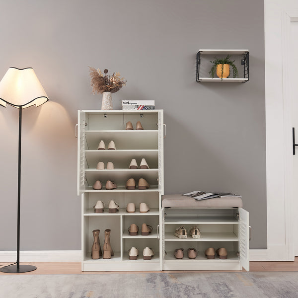 Schuhschrank Løten 120x37x120 cm Weiß [en.casa]