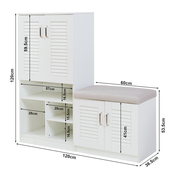 Schuhschrank Løten 120x37x120 cm Weiß [en.casa]