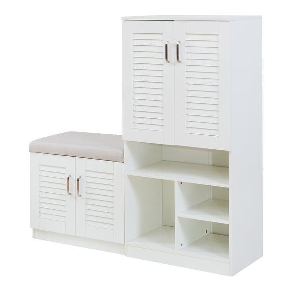 Schuhschrank Løten 120x37x120 cm Weiß [en.casa]
