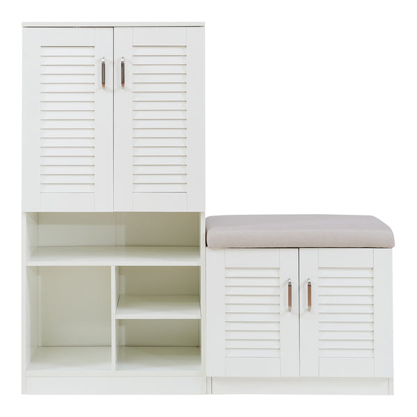 Schuhschrank Løten 120x37x120 cm Weiß [en.casa]