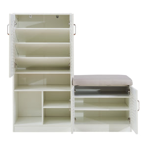 Schuhschrank Løten 120x37x120 cm Weiß [en.casa]