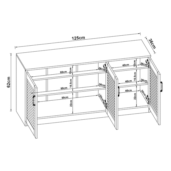 Schuhschrank Løten 125x36x62 cm Weiß [en.casa]