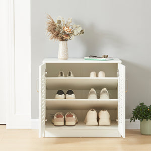 Schuhschrank Løten 63x36x62 cm Weiß [en.casa]