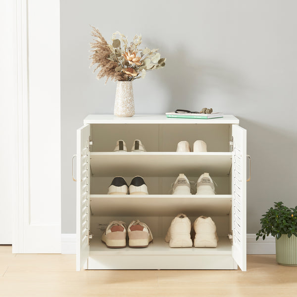Schuhschrank Løten 63x36x62 cm Weiß [en.casa]