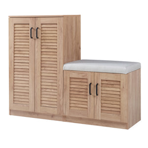 Schuhschrank Løten mit Sitzbank 120x36x97 cm Eicheoptik [en.casa]