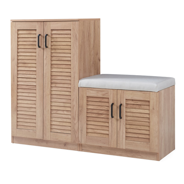 Schuhschrank Løten mit Sitzbank 120x36x97 cm Eicheoptik [en.casa]