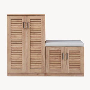 Schuhschrank Løten mit Sitzbank 120x36x97 cm Eicheoptik [en.casa]