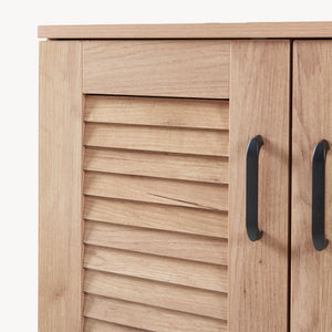 Schuhschrank Løten mit Sitzbank 120x36x97 cm Eicheoptik [en.casa]
