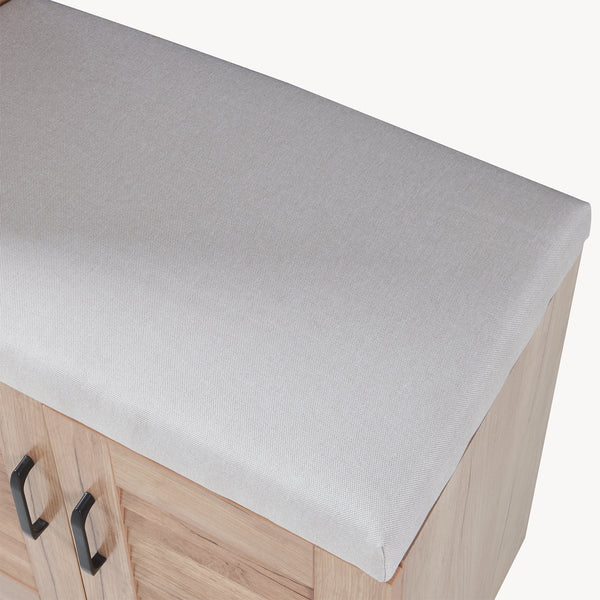 Schuhschrank Løten mit Sitzbank 120x36x97 cm Eicheoptik [en.casa]