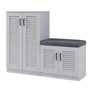 Schuhschrank Løten mit Sitzbank 120x36x97 cm Grau [en.casa]