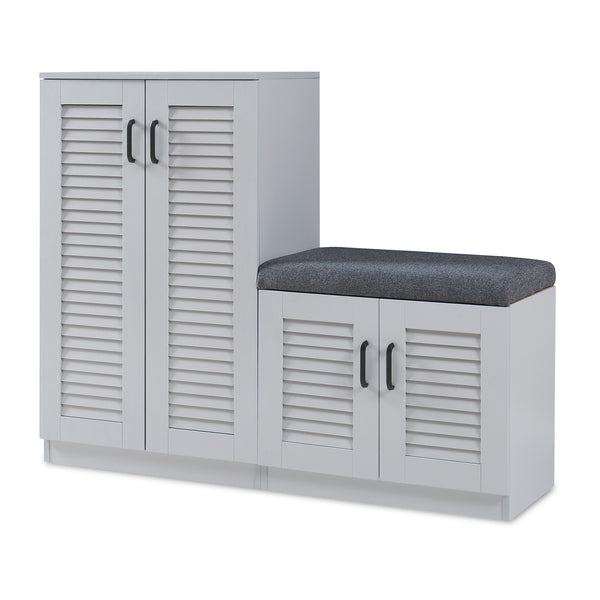 Schuhschrank Løten mit Sitzbank 120x36x97 cm Grau [en.casa]