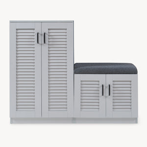 Schuhschrank Løten mit Sitzbank 120x36x97 cm Grau [en.casa]