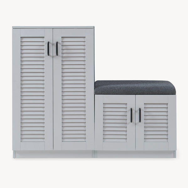 Schuhschrank Løten mit Sitzbank 120x36x97 cm Grau [en.casa]