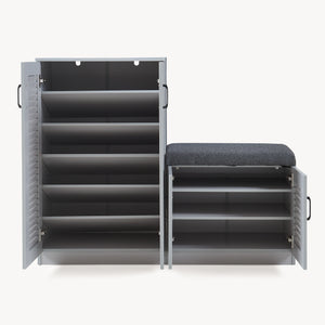 Schuhschrank Løten mit Sitzbank 120x36x97 cm Grau [en.casa]