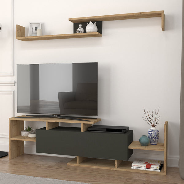 Fernsehschrank Liksefte mit Wandregal 154x28x42 cm [en.casa]